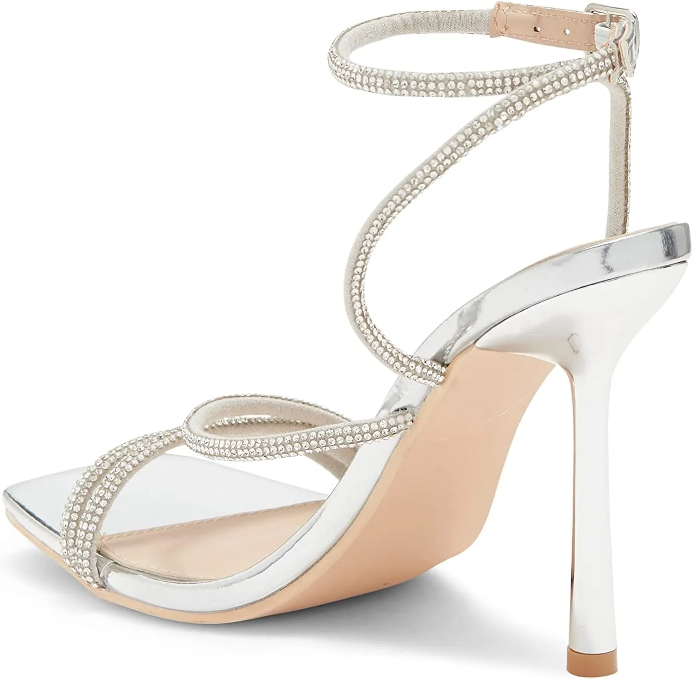 Wild Diva Women's Square Toe Rhinestone Embellished Straps Formal Stiletto High Heels Narala-02