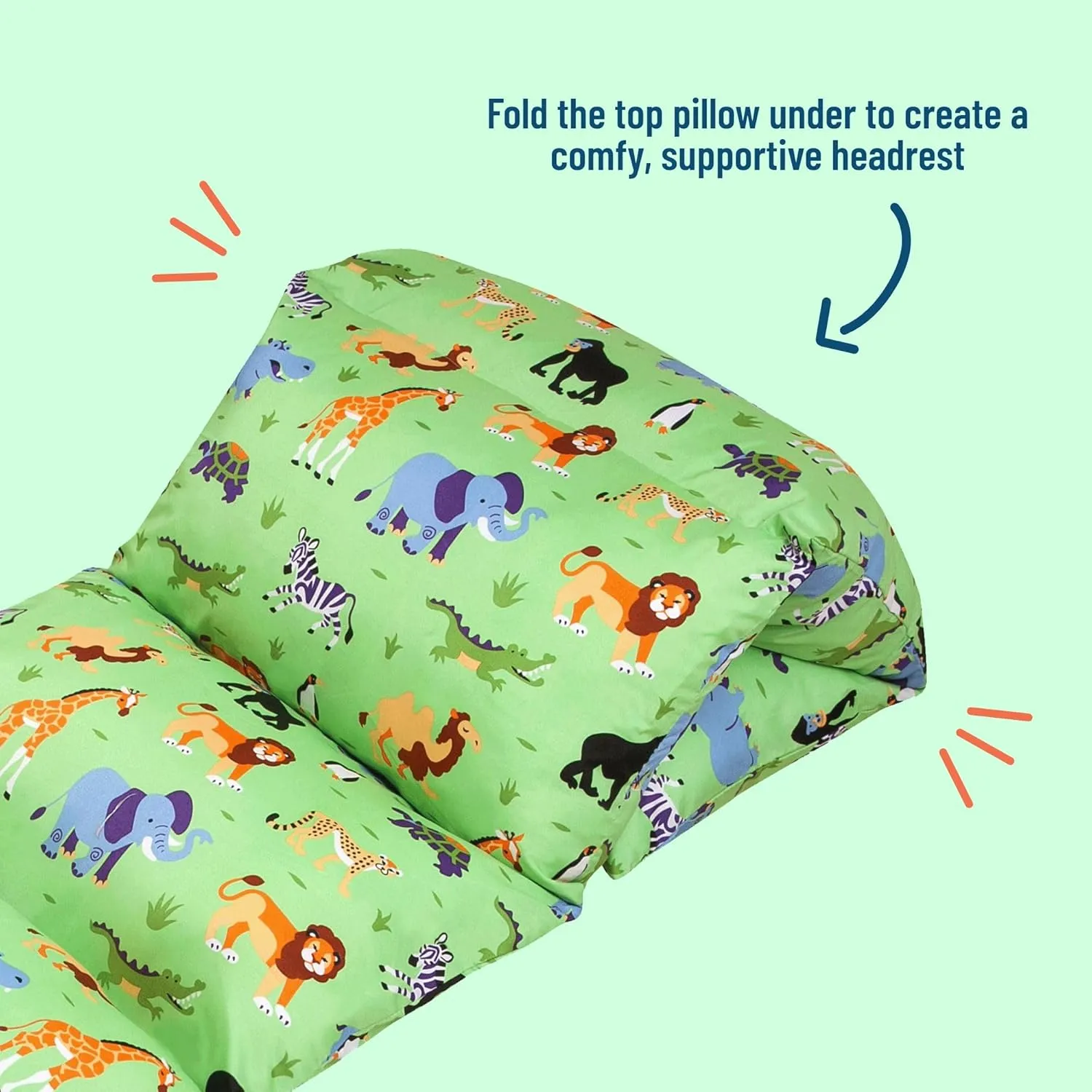 Wildkin Kids Microfiber Floor Lounger – Travel-Friendly, Sleepovers, Pillow Not Included - Wild Animals