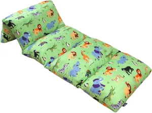 Wildkin Kids Microfiber Floor Lounger – Travel-Friendly, Sleepovers, Pillow Not Included - Wild Animals