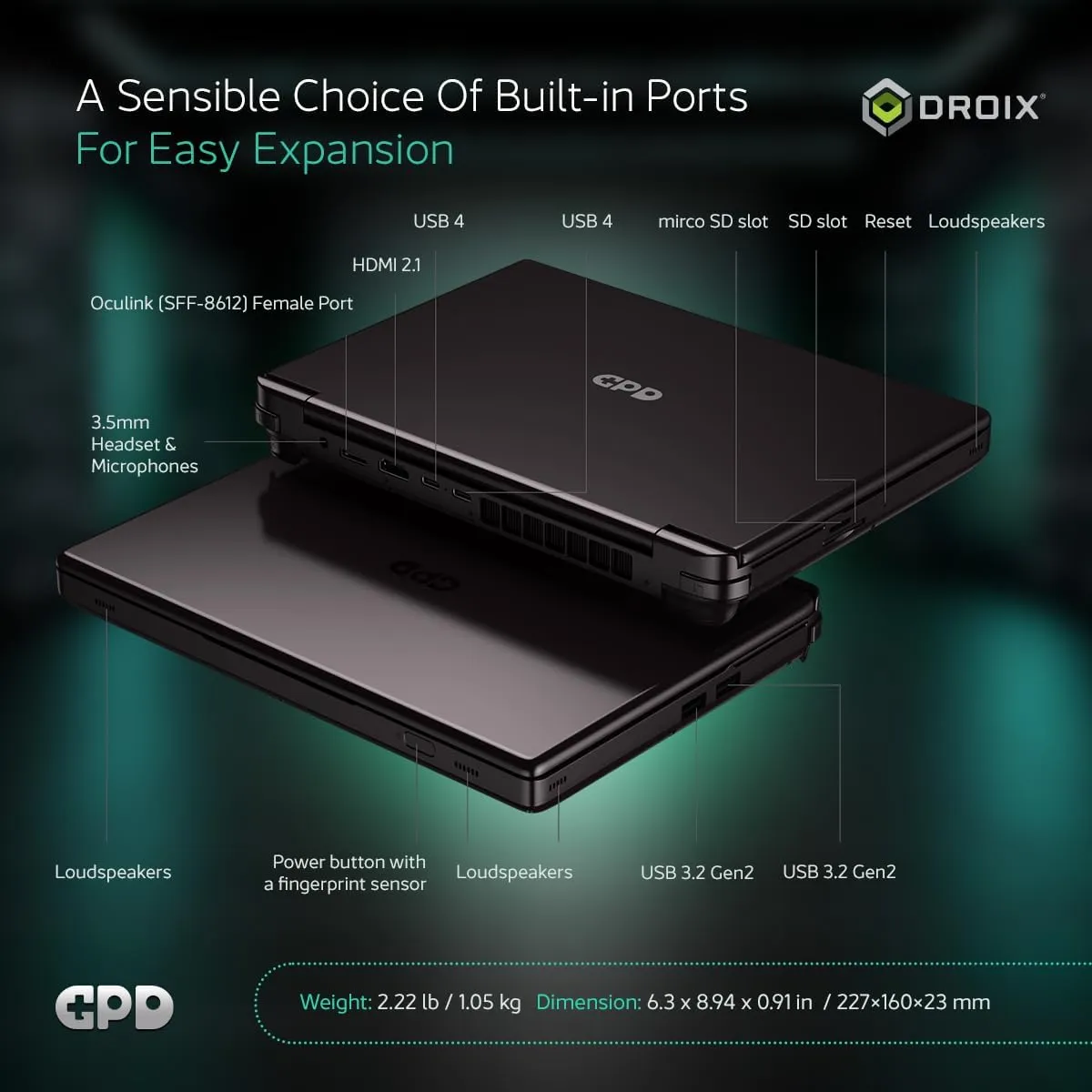 Win MAX 2 2025 Handheld Gaming PC with AMD Ryzen 7 8840U, Radeon 780M GPU, 32GB RAM, 1TB SSD with 4G Module, OcuLink, 10.1" IPS Display, Gaming Controls, Keyboard and touchpad