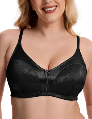Wingslove Women's Full Coverage Wireless Bra Non Padded Comfort Minimizer Bras Plus Size Floral Pattern Support