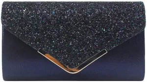 Women Envelope Clutch Bag Bling Evening Purse for Wedding Party with Detachable Chain