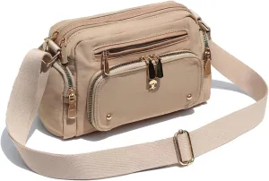 Women Fashion Tote Crossbody Handbags for Women Multi Pockets Shoulder Bag Nylon Travel Purse