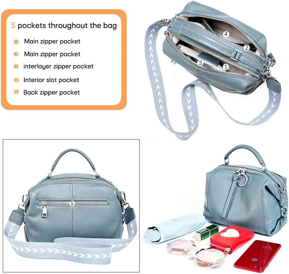 Women Genuine Leather Handbag Shoulder Purse Satchel Tote Crossbody Bag