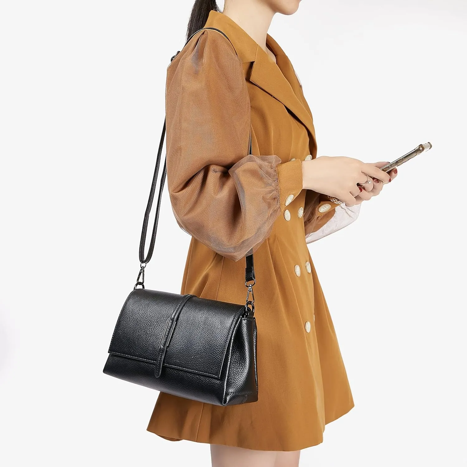 Women Genuine Leather Shoulder Bags Classic Crossbody Purses for Lady Handbag