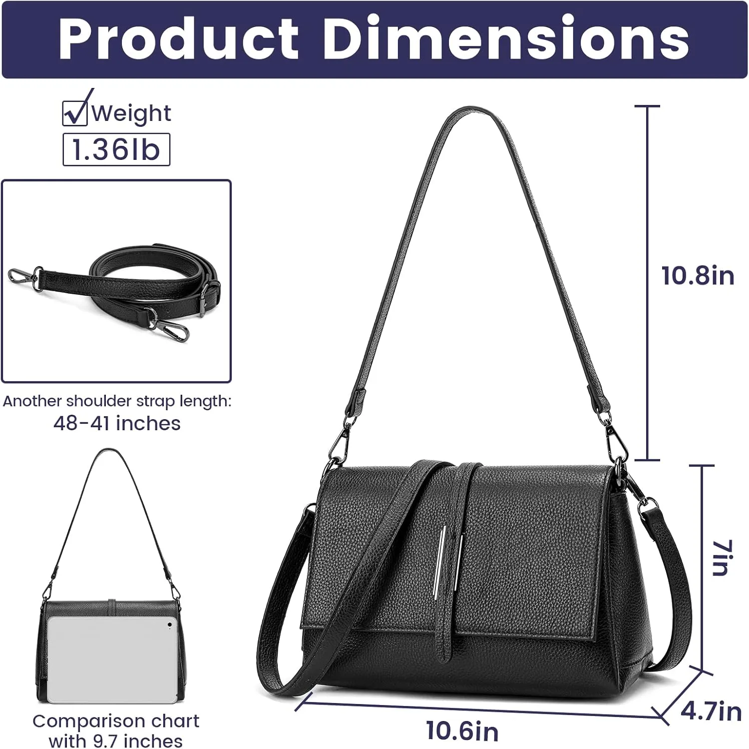 Women Genuine Leather Shoulder Bags Classic Crossbody Purses for Lady Handbag