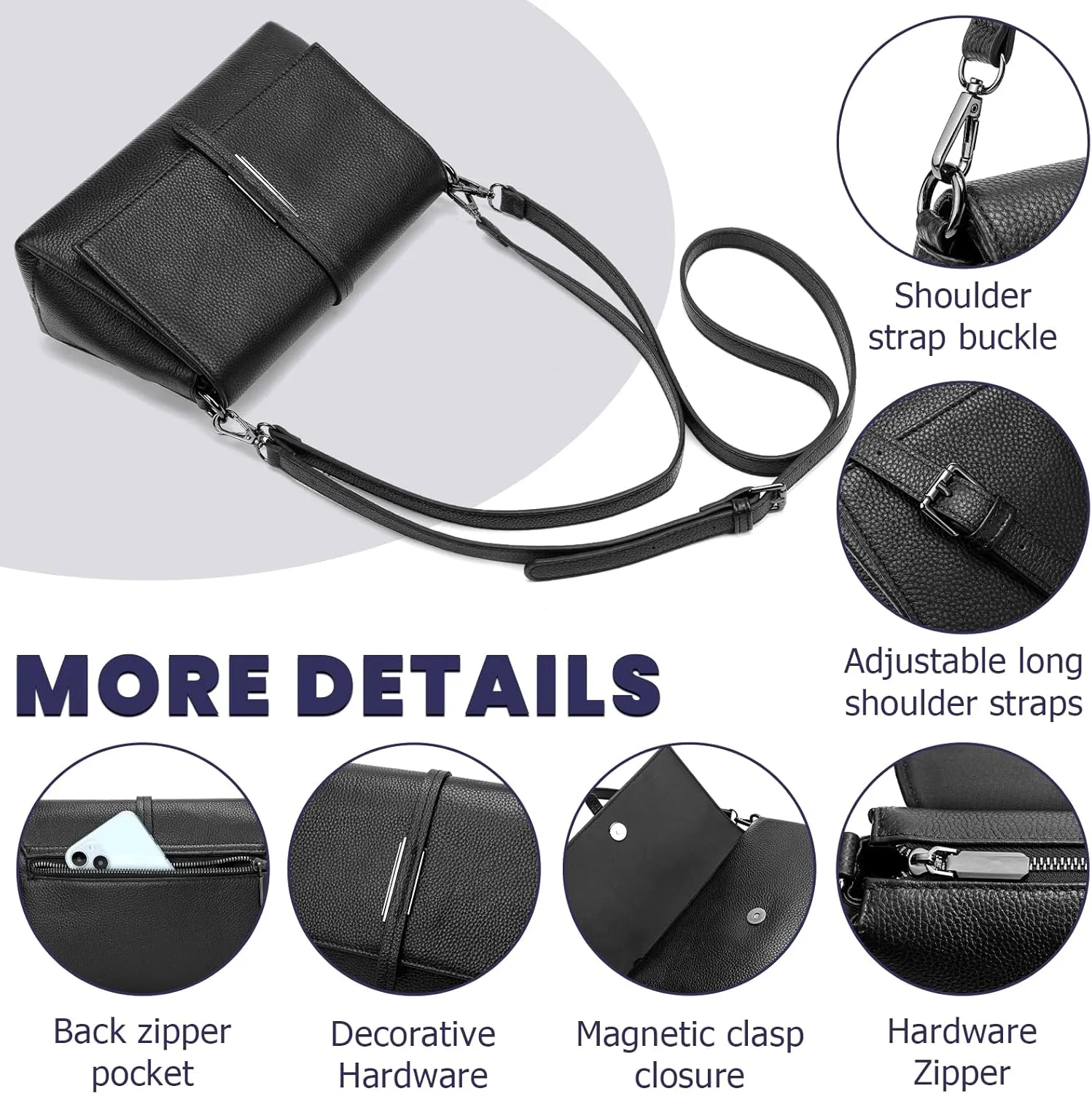 Women Genuine Leather Shoulder Bags Classic Crossbody Purses for Lady Handbag