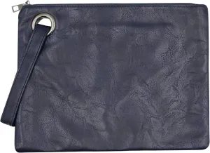 Women Oversized Envelope Handbag Soft Leather Clutch Evening Bag Purse with Wrist Strap