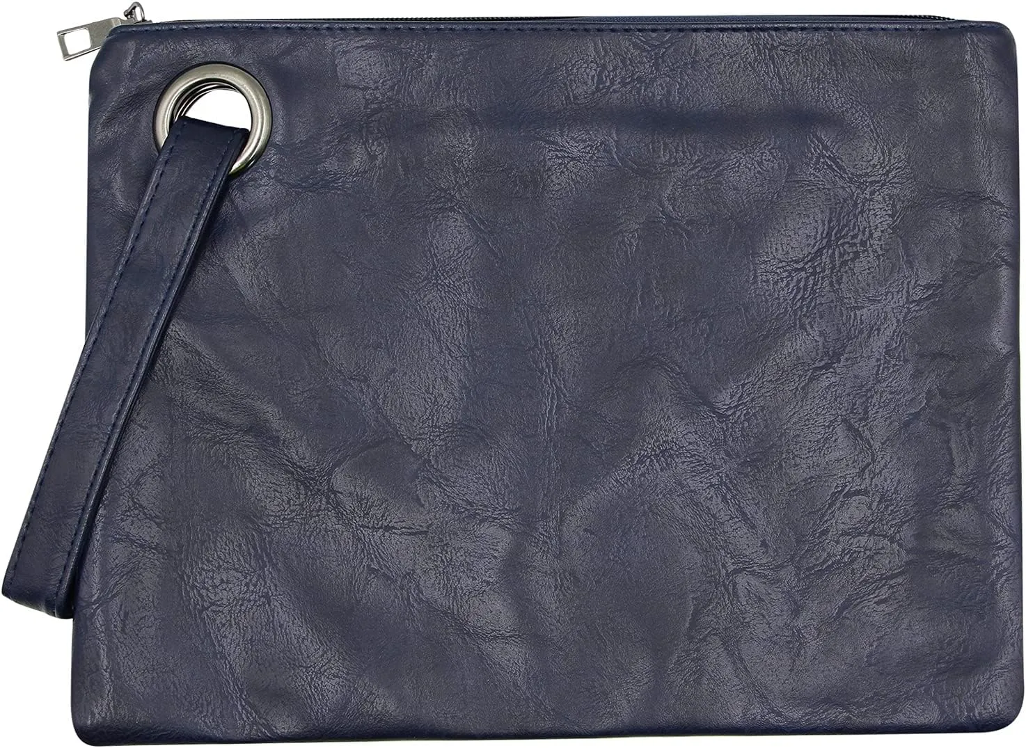 Women Oversized Envelope Handbag Soft Leather Clutch Evening Bag Purse with Wrist Strap