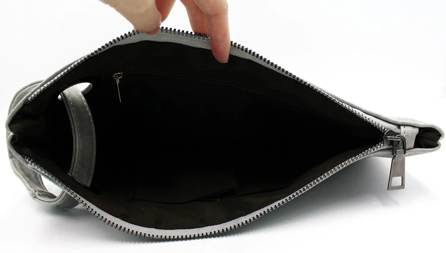 Women Oversized Envelope Handbag Soft Leather Clutch Evening Bag Purse with Wrist Strap