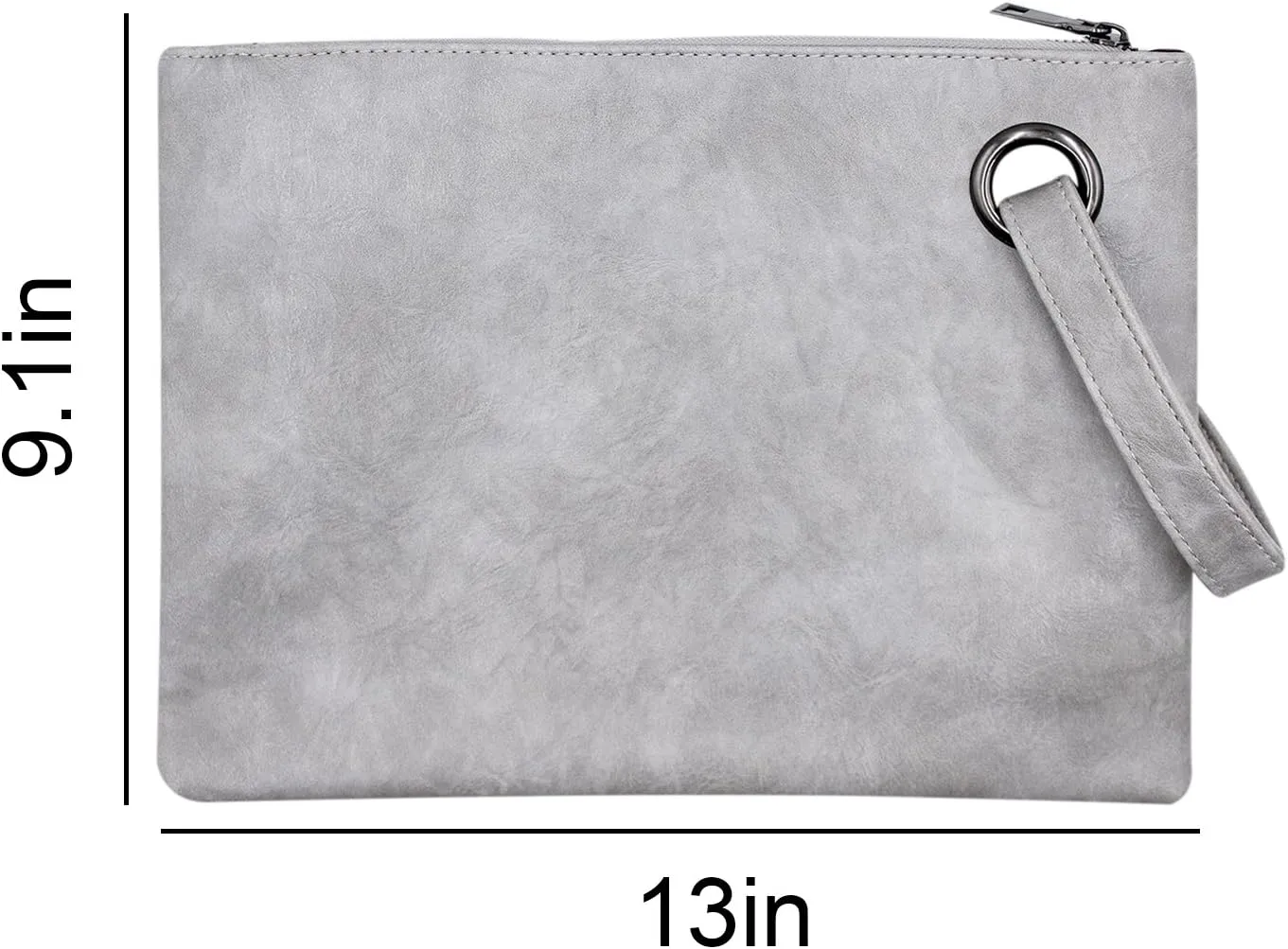 Women Oversized Envelope Handbag Soft Leather Clutch Evening Bag Purse with Wrist Strap