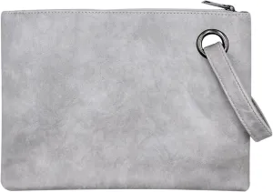 Women Oversized Envelope Handbag Soft Leather Clutch Evening Bag Purse with Wrist Strap