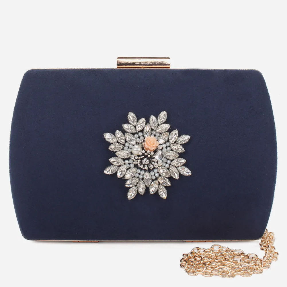 Women "LUARA" Suede Mental Handle Bag