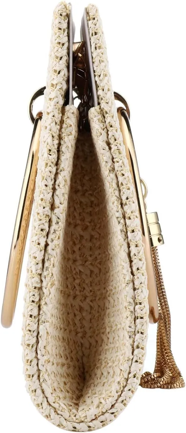 Women Straw Bag Crossbody Clutch Evening Clutch Purse Beach Shoulder Handbag
