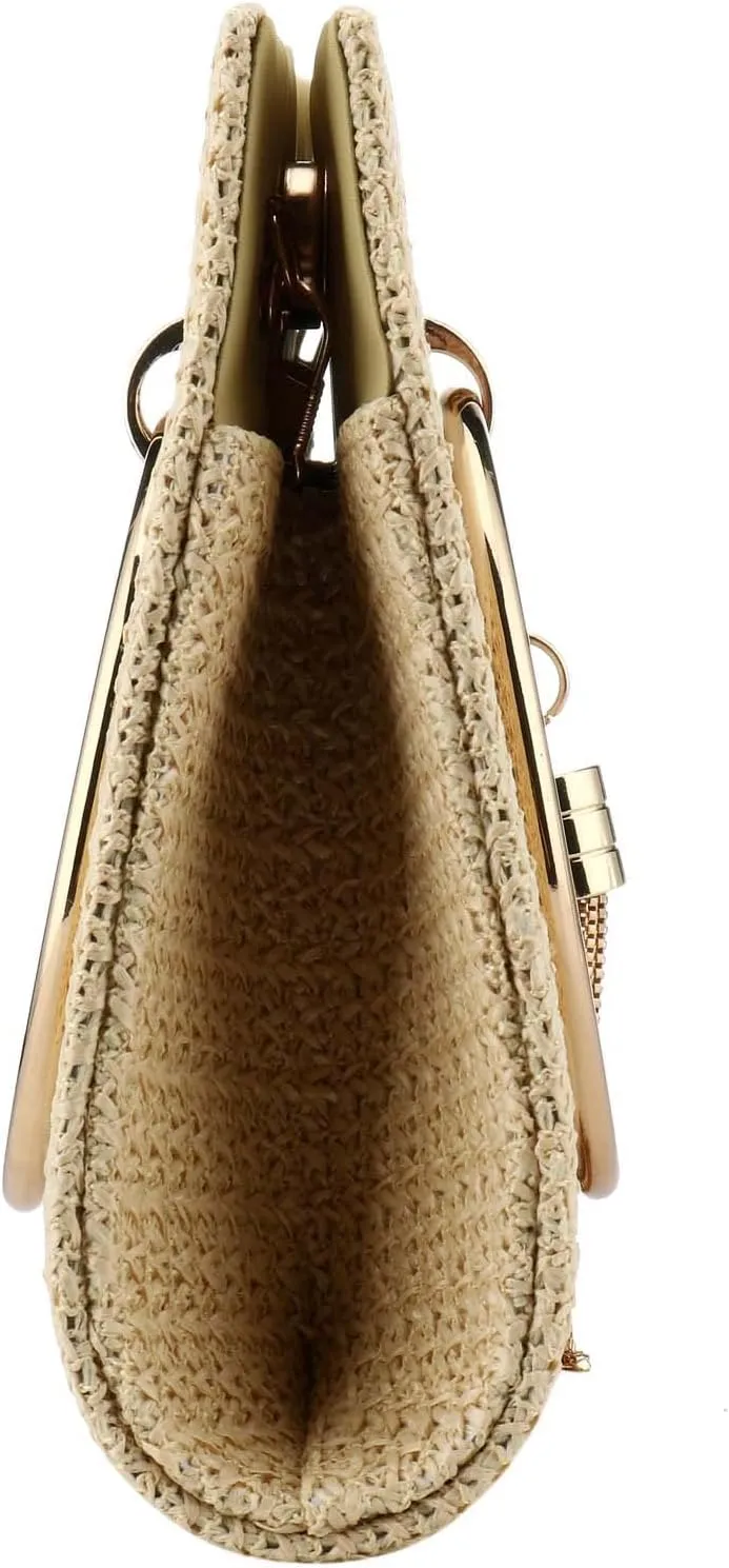 Women Straw Bag Crossbody Clutch Evening Clutch Purse Beach Shoulder Handbag
