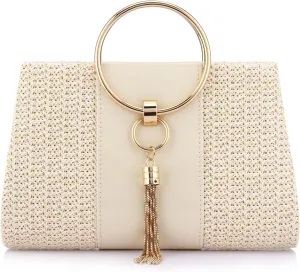 Women Straw Bag Crossbody Clutch Evening Clutch Purse Beach Shoulder Handbag