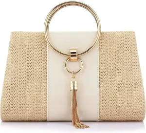 Women Straw Bag Crossbody Clutch Evening Clutch Purse Beach Shoulder Handbag