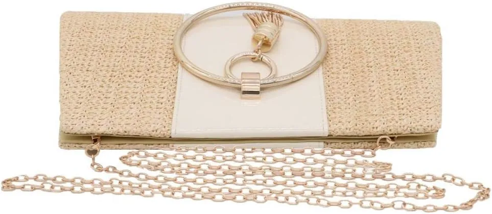 Women Straw Bag Crossbody Clutch Evening Clutch Purse Beach Shoulder Handbag