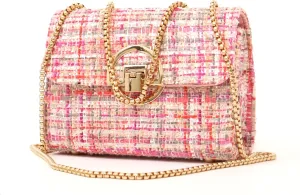 Women Tweed Small Shoulder Bag Handbag and Purse Fashion Ladies Chain Quilted Crossbody Bag Evening Bag Clutch