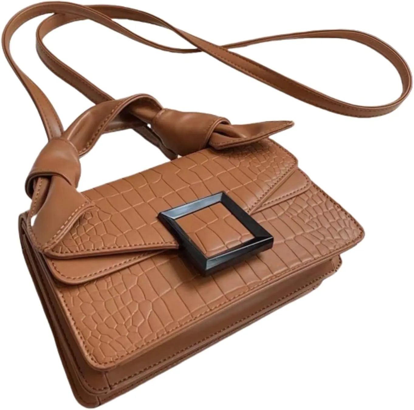 Women Vegan Leather Evening Handbag Crocodile Pattern Handle Clutch Purse Cross Body Envelope Bag