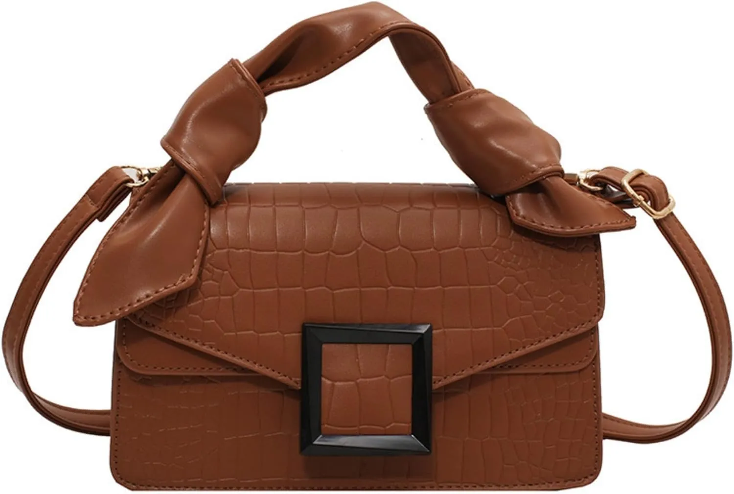Women Vegan Leather Evening Handbag Crocodile Pattern Handle Clutch Purse Cross Body Envelope Bag