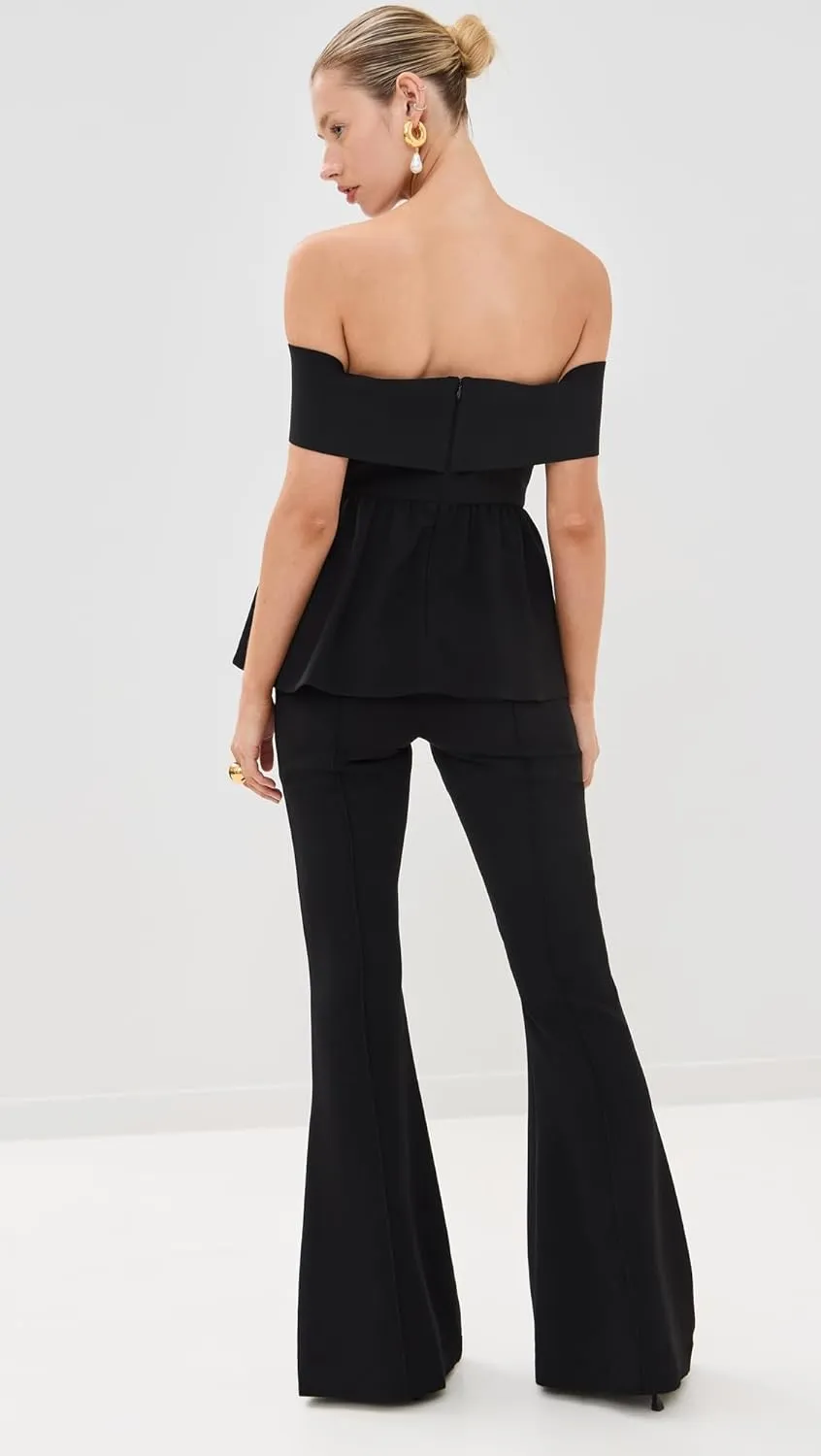 Women's Black Crepe Off Shoulder Jumpsuit
