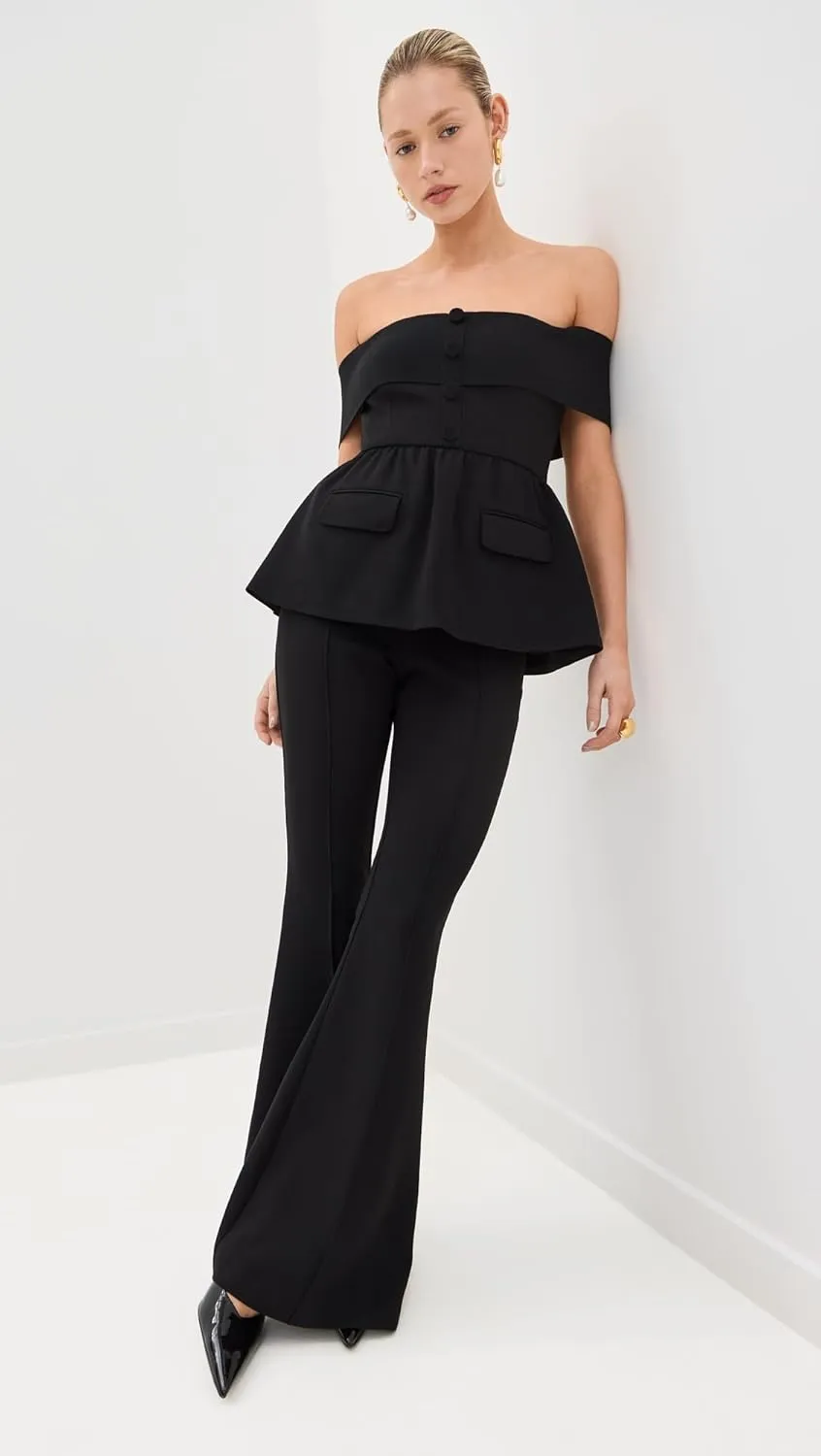 Women's Black Crepe Off Shoulder Jumpsuit