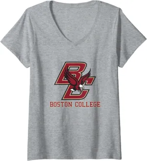 Womens Boston College Eagles BC Icon Light Gray V-Neck T-Shirt