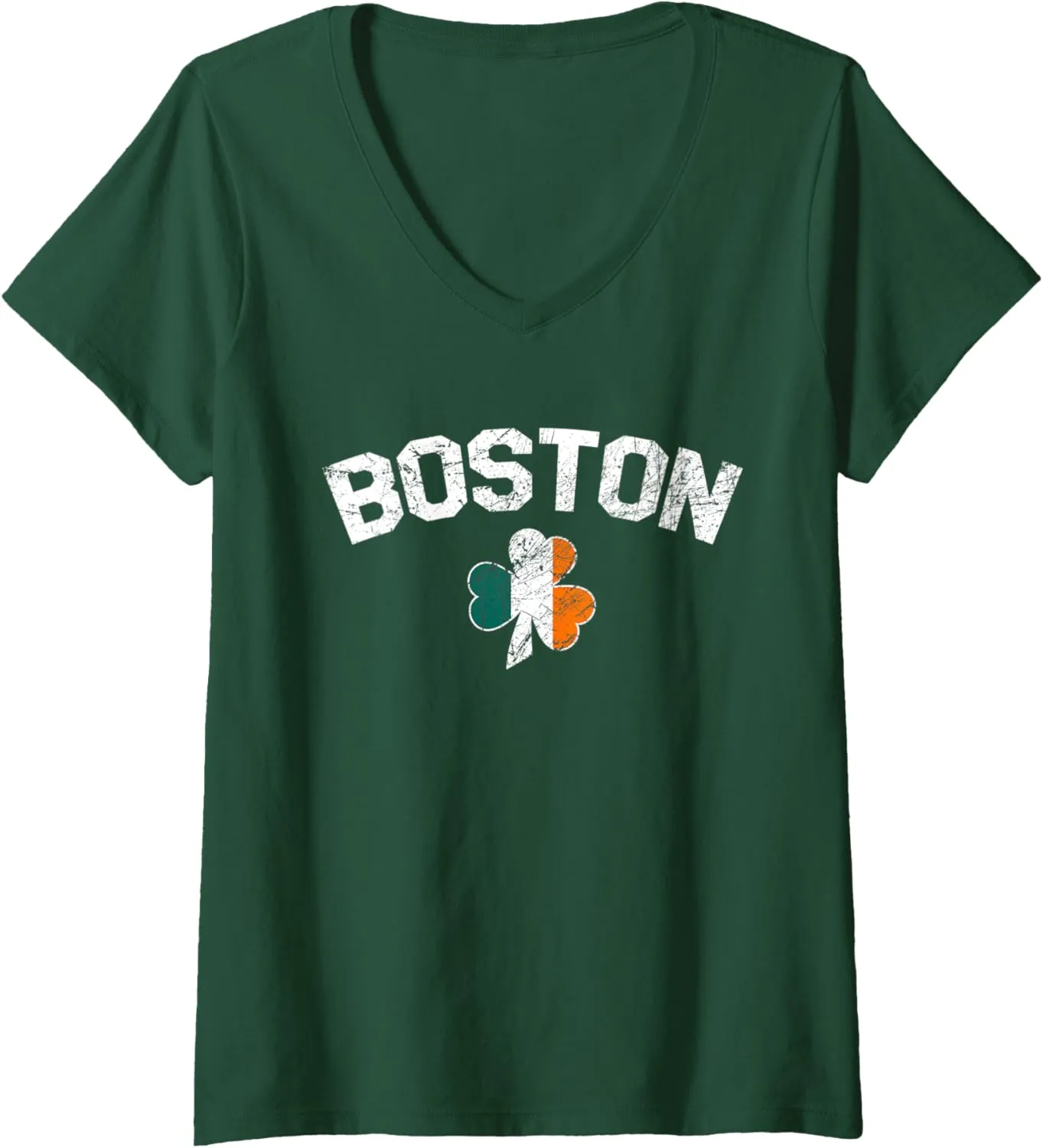 Womens Boston St. Patrick's Day Parade Party Shamrock Irish Flag V-Neck T-Shirt