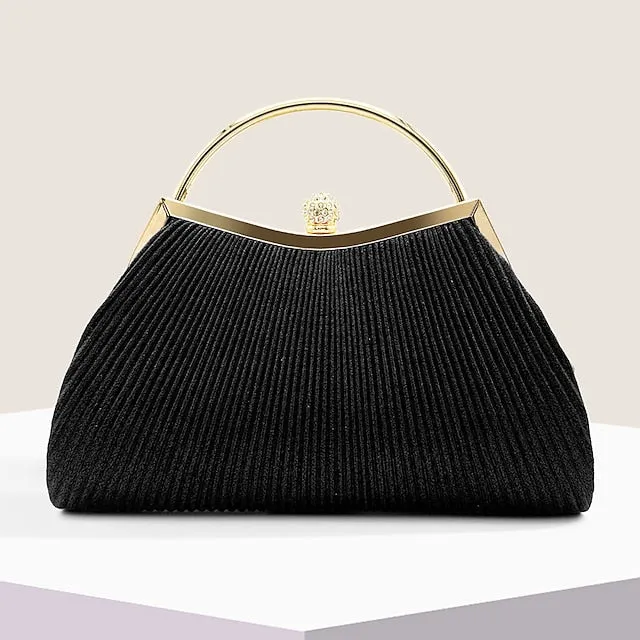 Women's Clutch Evening Bag Clutch Bags PU Leather for Evening Bridal Wedding Party with Rhinestone Large Capacity in Solid Color Silver Black Pink
