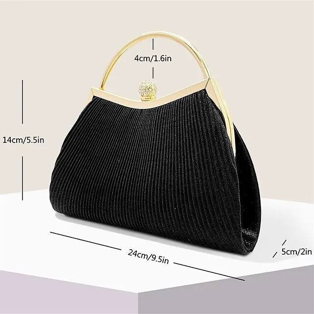 Women's Clutch Evening Bag Clutch Bags PU Leather for Evening Bridal Wedding Party with Rhinestone Large Capacity in Solid Color Silver Black Pink