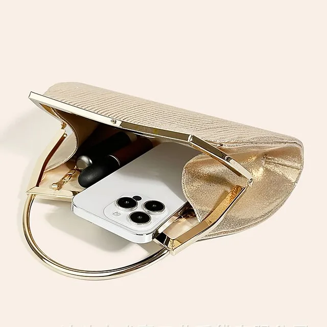 Women's Clutch Evening Bag Clutch Bags PU Leather for Evening Bridal Wedding Party with Rhinestone Large Capacity in Solid Color Silver Black Pink