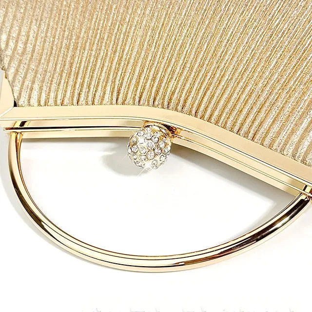 Women's Clutch Evening Bag Clutch Bags PU Leather for Evening Bridal Wedding Party with Rhinestone Large Capacity in Solid Color Silver Black Pink