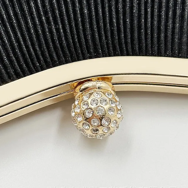 Women's Clutch Evening Bag Clutch Bags PU Leather for Evening Bridal Wedding Party with Rhinestone Large Capacity in Solid Color Silver Black Pink