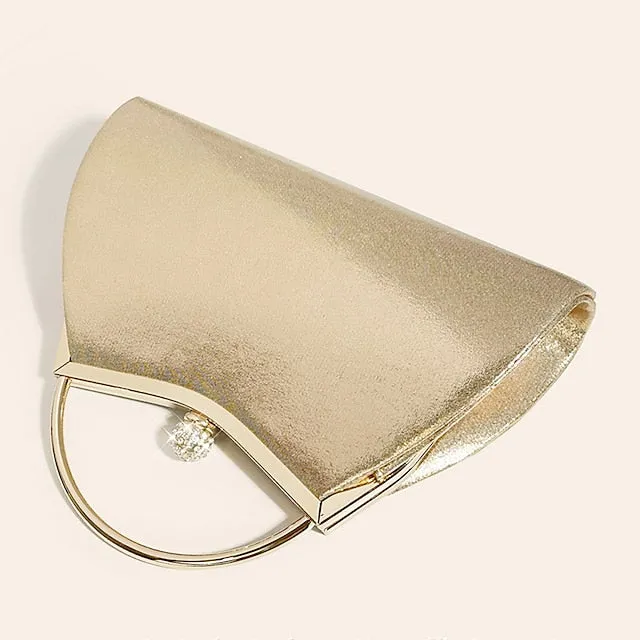 Women's Clutch Evening Bag Clutch Bags PU Leather for Evening Bridal Wedding Party with Rhinestone Large Capacity in Solid Color Silver Black Pink