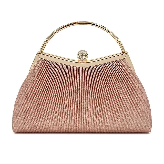 Women's Clutch Evening Bag Clutch Bags PU Leather for Evening Bridal Wedding Party with Rhinestone Large Capacity in Solid Color Silver Black Pink