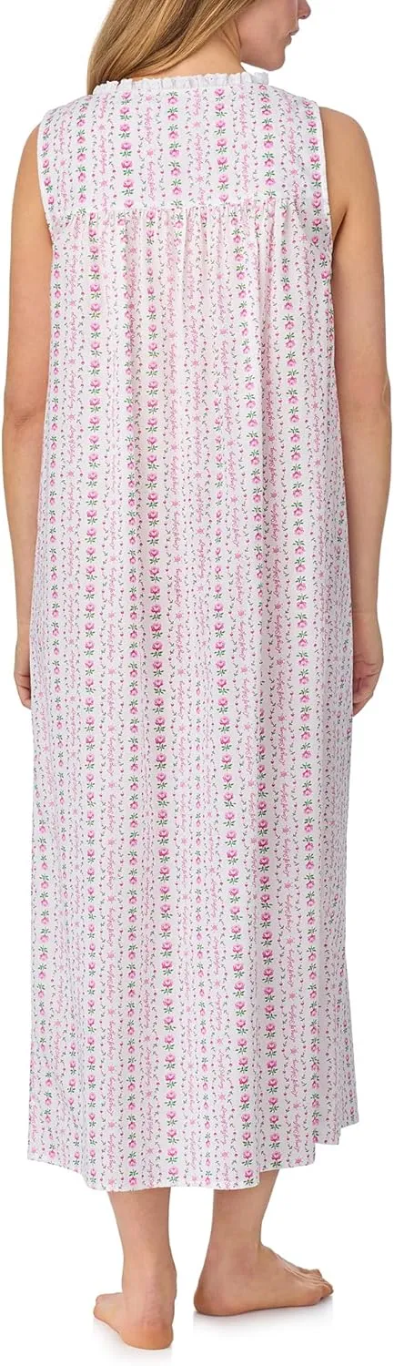 Women's Cotton Long Nightgown, Button Front, Long Sleeve, Soft & Lightweight Sleepwear