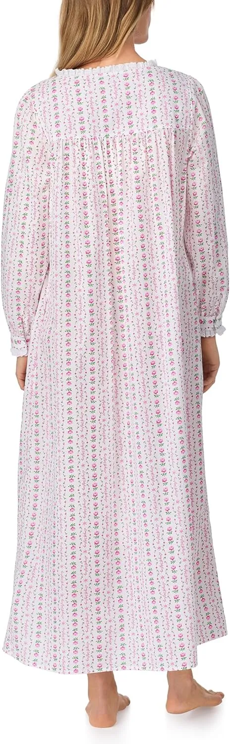 Women's Cotton Long Robe, Button Front, Long Sleeve, Soft & Lightweight Loungewear
