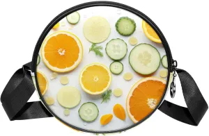 Women's Crossbody Handbags, Travel Purse, Cross Body Bag, Orange Cucumber and Leaf