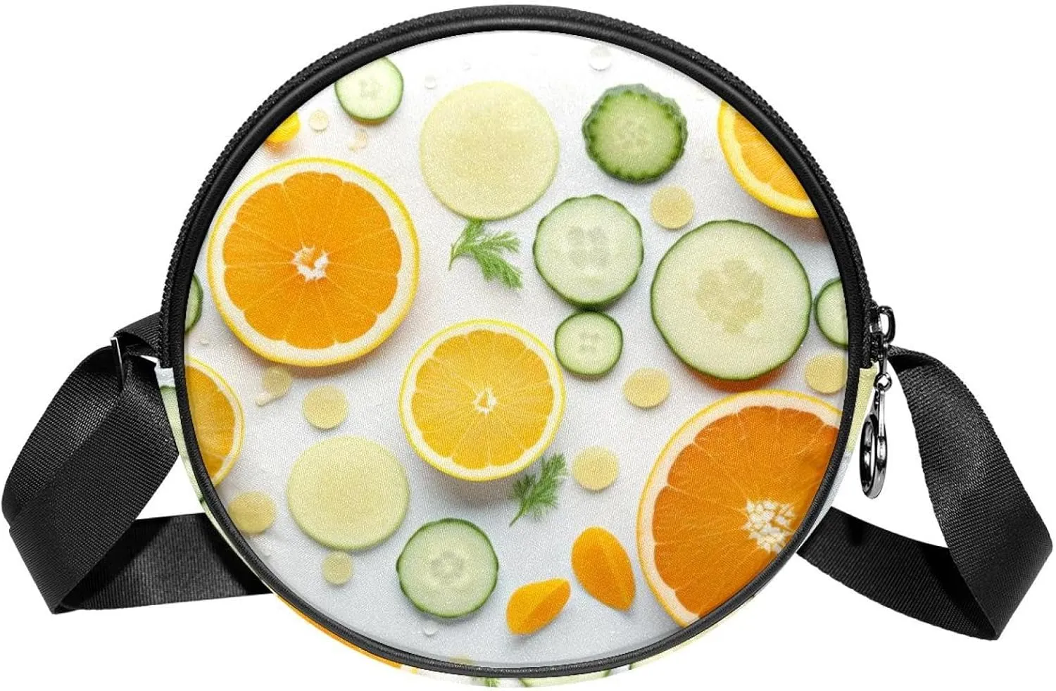 Women's Crossbody Handbags, Travel Purse, Cross Body Bag, Orange Cucumber and Leaf