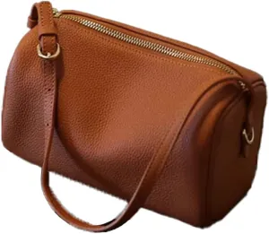 Women's Cylindrical Shoulder Bag,Genuine Leather Crossbody Purses,Handbag,Spacious Interior for Daily Use