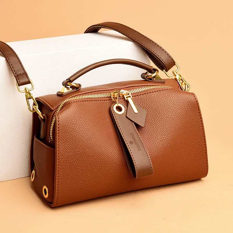 Women's Genuine Leather Boston Pillow Popular Fashion Crossbody Bags