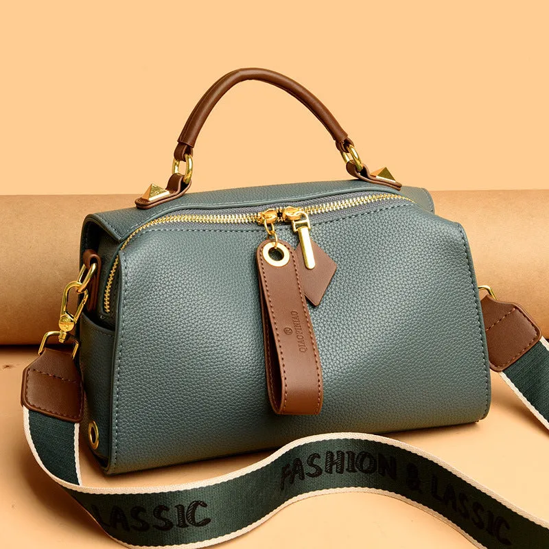 Women's Genuine Leather Boston Pillow Popular Fashion Crossbody Bags