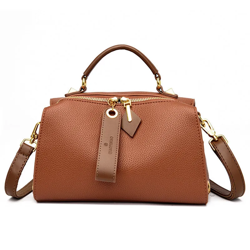 Women's Genuine Leather Boston Pillow Popular Fashion Crossbody Bags