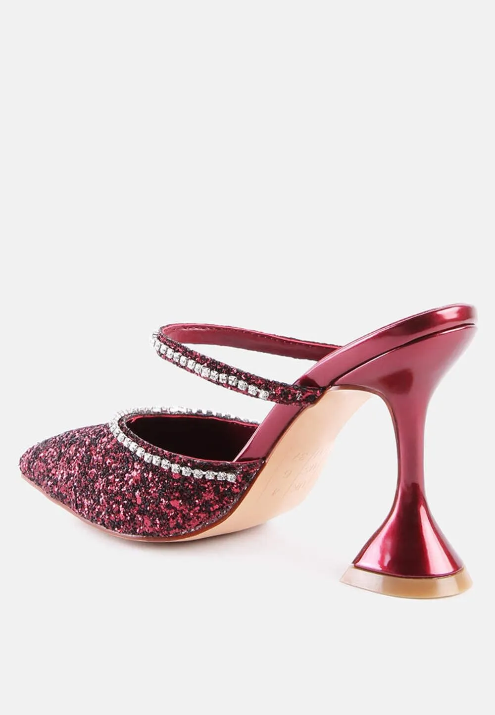 Women's Iris Glitter Diamante Embellished Spool Heel Sandals
