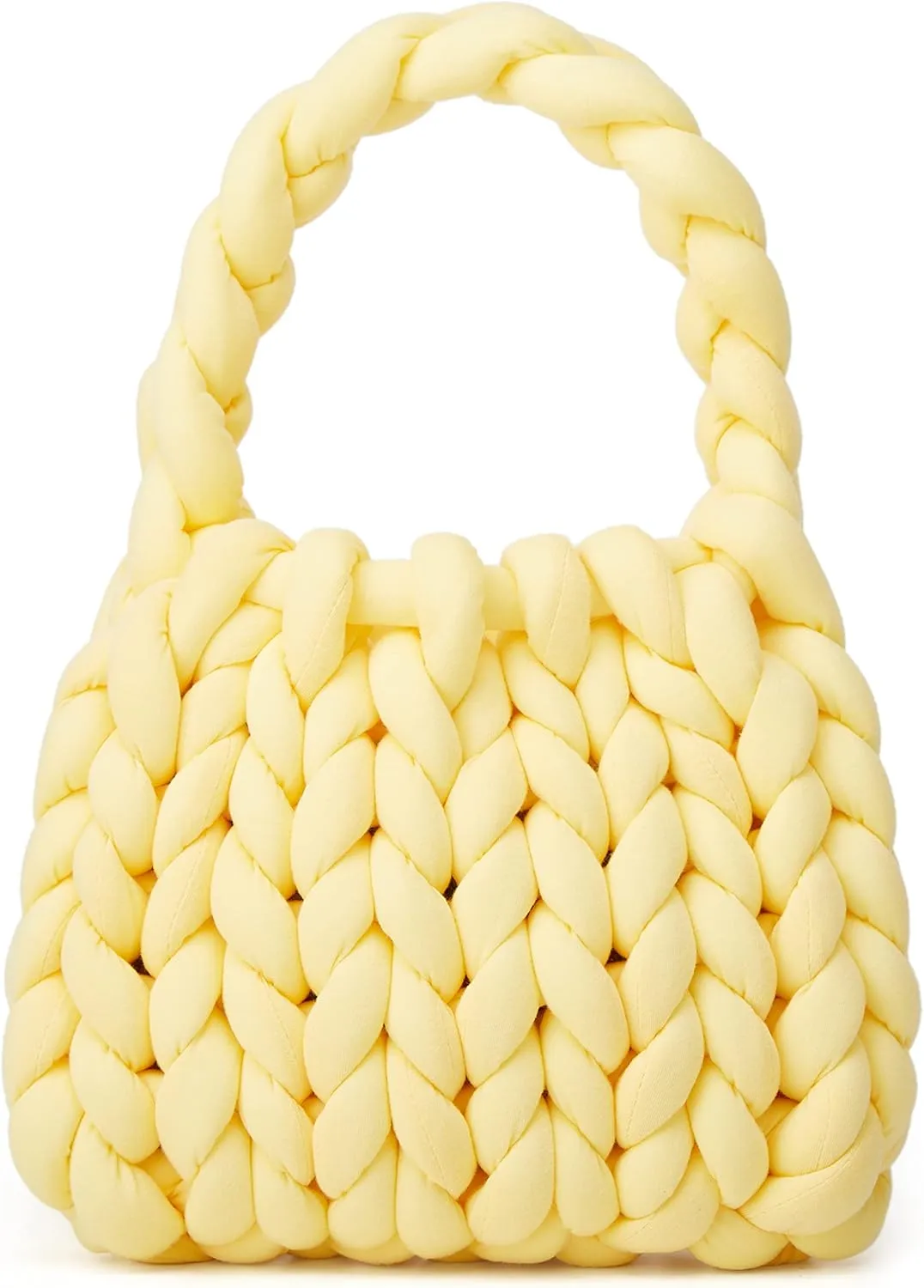 Women's Knit Clutch Bag Handmade Woven Polyeater Knit Satchel Purse Handbag Shoulder Solid Color Bag