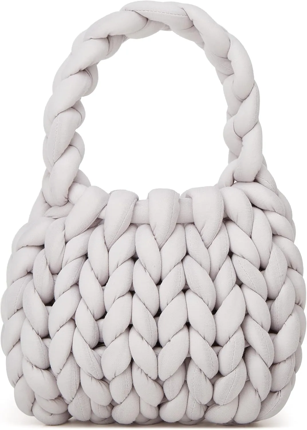 Women's Knit Clutch Bag Handmade Woven Polyeater Knit Satchel Purse Handbag Shoulder Solid Color Bag