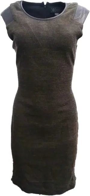 Womens Olive Green Tweed Pencil Body Con Dress Large