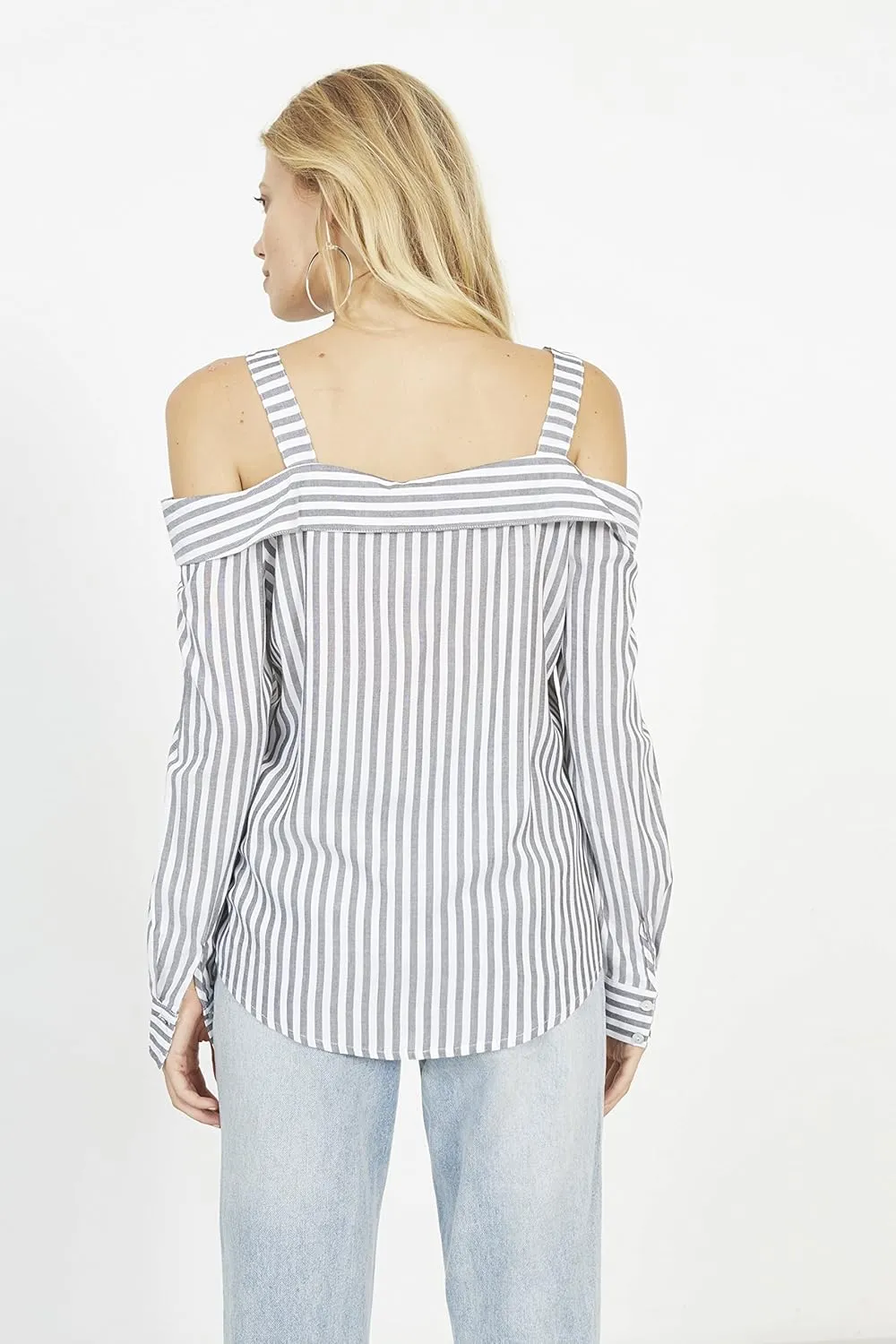 Women's Promises Stripe Cold Shoulder Long Sleeve Top