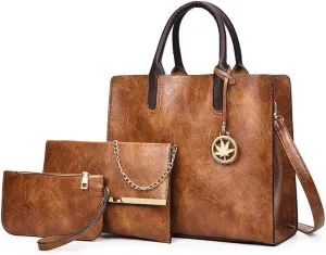 Women's Retro 3Pcs Set Handbag PU Leather Shoulder Bag OL Commuter Package